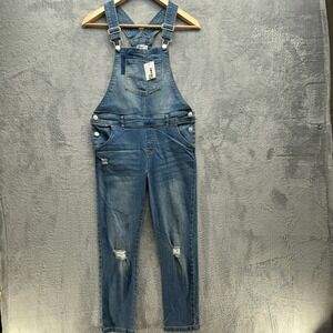 Epic Threads Girls Blue Denim Distressed Ripped Bib Overalls Size 14